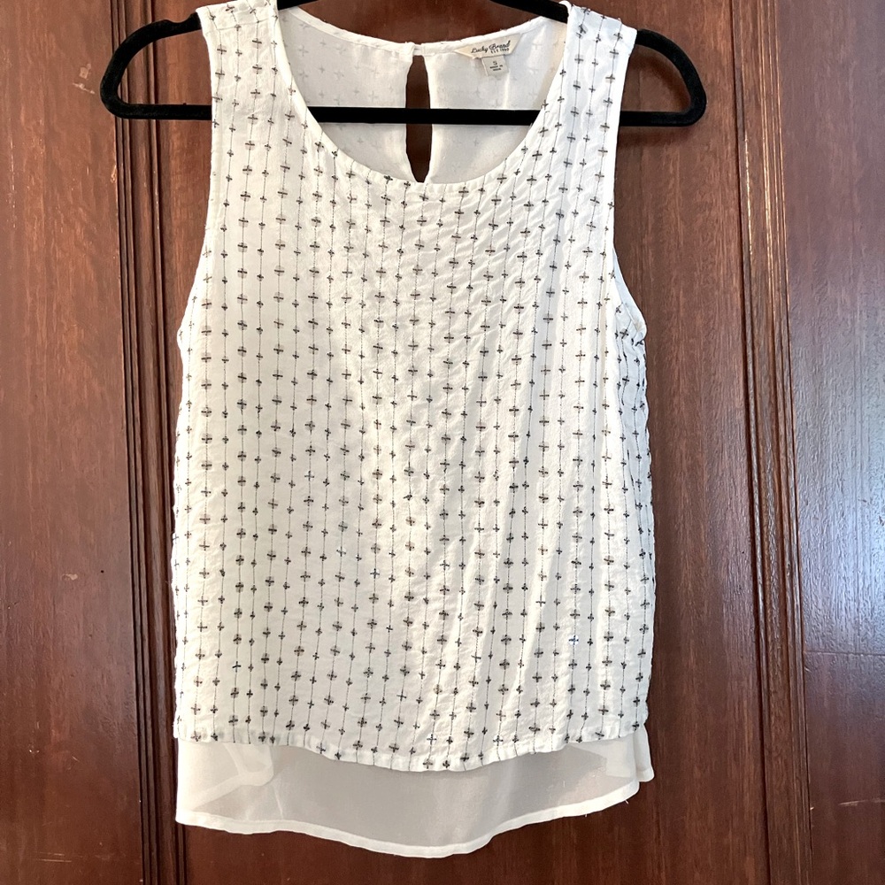 Lucky Brand layered, sequined tank top, size S
